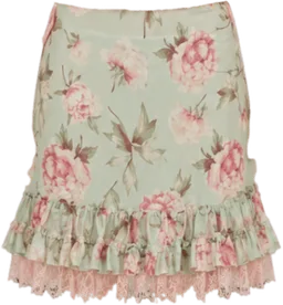 floral ruffle mini skirt skirt