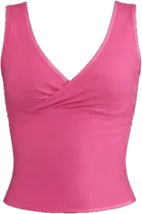 bright pink fitted wrap tank top tank