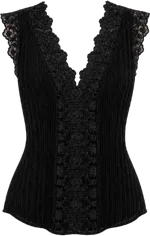 black lace ruffled sleeveless tank tank