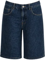 dark indigo long denim shorts shorts