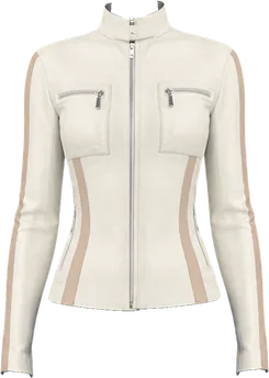 white zip up leather moto jacket jacket