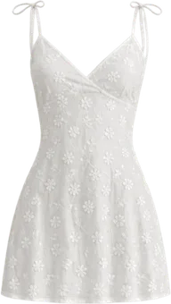 white camisole mini dress with flower applique mini dress